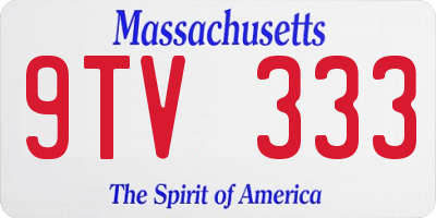 MA license plate 9TV333