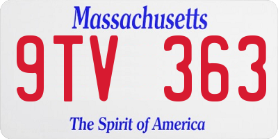 MA license plate 9TV363