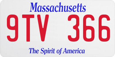 MA license plate 9TV366