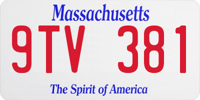 MA license plate 9TV381