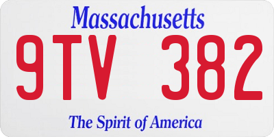MA license plate 9TV382