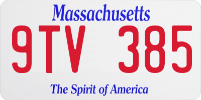 MA license plate 9TV385