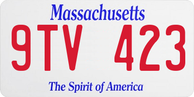 MA license plate 9TV423