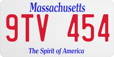 MA license plate 9TV454