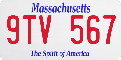 MA license plate 9TV567