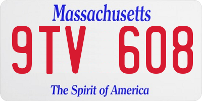 MA license plate 9TV608