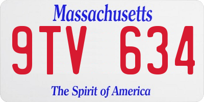 MA license plate 9TV634