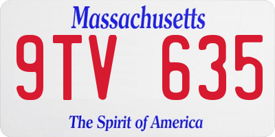 MA license plate 9TV635