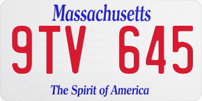 MA license plate 9TV645
