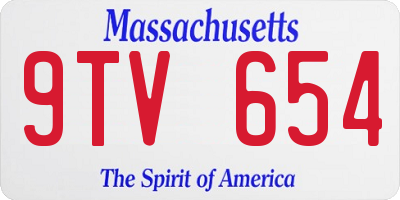 MA license plate 9TV654