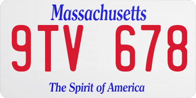 MA license plate 9TV678
