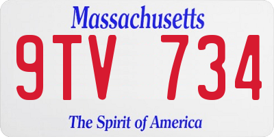MA license plate 9TV734