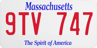MA license plate 9TV747