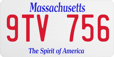 MA license plate 9TV756