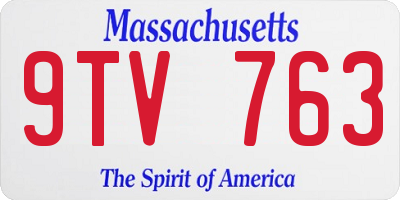 MA license plate 9TV763
