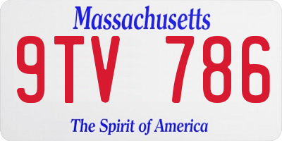 MA license plate 9TV786