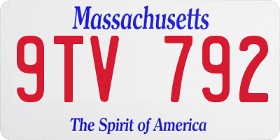 MA license plate 9TV792