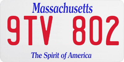 MA license plate 9TV802