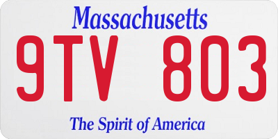 MA license plate 9TV803