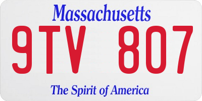 MA license plate 9TV807