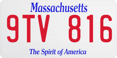 MA license plate 9TV816