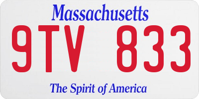 MA license plate 9TV833
