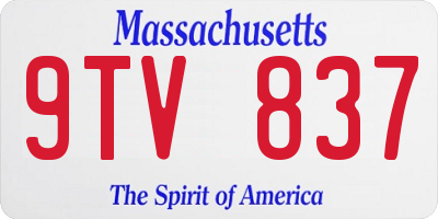 MA license plate 9TV837