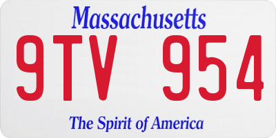 MA license plate 9TV954