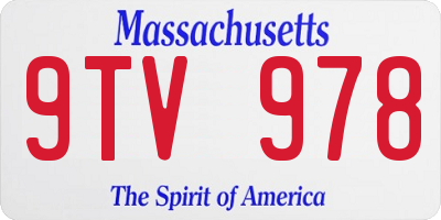 MA license plate 9TV978