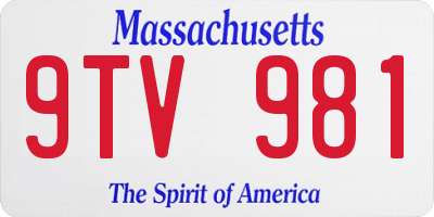 MA license plate 9TV981