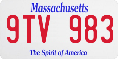 MA license plate 9TV983