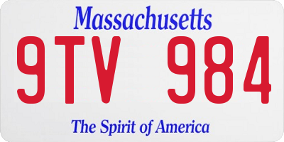 MA license plate 9TV984