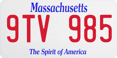 MA license plate 9TV985