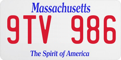 MA license plate 9TV986