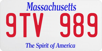 MA license plate 9TV989