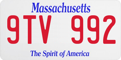 MA license plate 9TV992