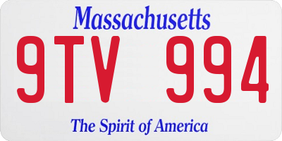 MA license plate 9TV994