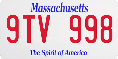 MA license plate 9TV998