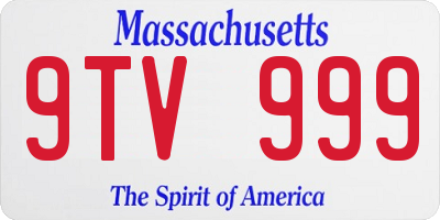 MA license plate 9TV999