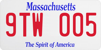 MA license plate 9TW005