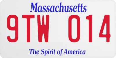 MA license plate 9TW014
