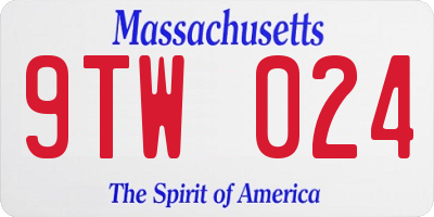 MA license plate 9TW024