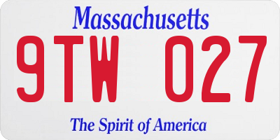 MA license plate 9TW027