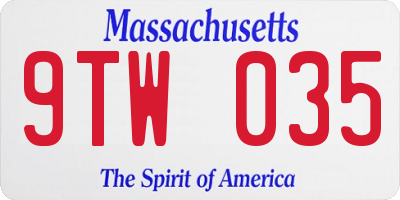 MA license plate 9TW035