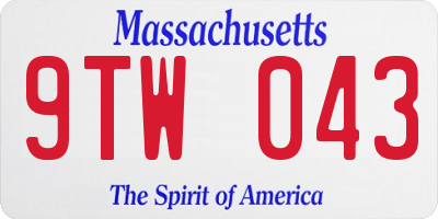 MA license plate 9TW043