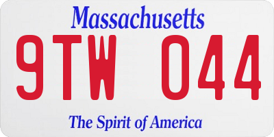 MA license plate 9TW044