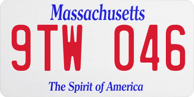 MA license plate 9TW046