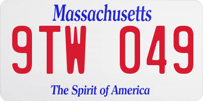 MA license plate 9TW049