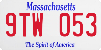 MA license plate 9TW053