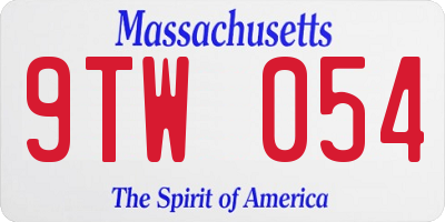 MA license plate 9TW054